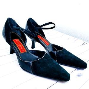 Cole Haan City Black Suede and Leather Pumps